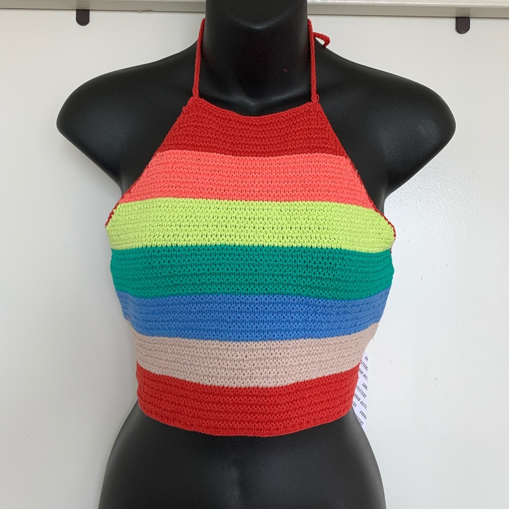 Crochet Tie Back Halter Crop Top